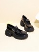 Y2K Black Versatile Heart Shape Buttons Fashion sweet lolita  Round Toe Chunky Leather High Heels Mary Jane Shoes