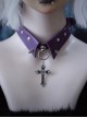 Sweet Cool Hottie Subculture Punk Gothic False Collar PU Leather Cross Pendant Rivets Choker Necklace