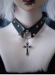 Sweet Cool Hottie Subculture Punk Gothic False Collar PU Leather Cross Pendant Rivets Choker Necklace