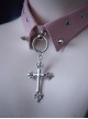 Light Color Hottie Subculture Sweet Cool Punk Gothic False Collar PU Leather Large Cross Pendant Rivets Choker