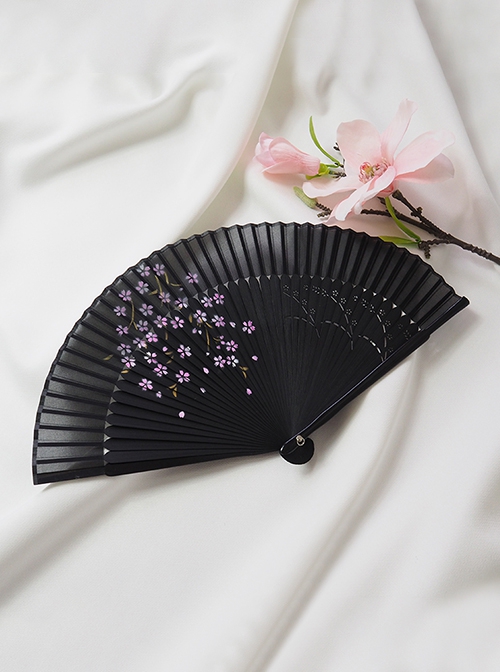 Japanese Style Kawaii Fashion Elegant Retro Kimono Shooting Props Sakura Baking Paint Folding Fan