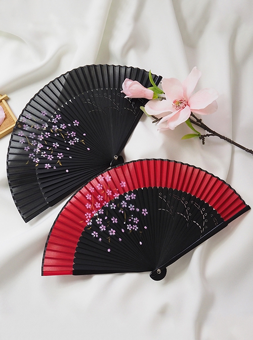 Japanese Style Kawaii Fashion Elegant Retro Kimono Shooting Props Sakura Baking Paint Folding Fan