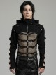 Punk Style Handsome Stand Collar Rivet Decoration Unique Black Hollow Long Sleeves Slim Hooded Short Jacket