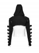 Punk Style Handsome Stand Collar Rivet Decoration Unique Black Hollow Long Sleeves Slim Hooded Short Jacket