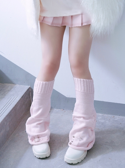 Subculture Light Color Asymmetrical Design Elastic Band Long Loose Punk Style Lolita Handmade Knit Leg Sleeves