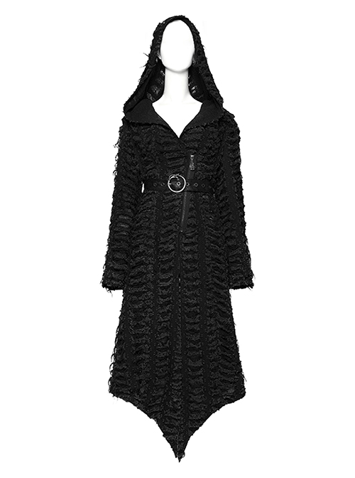 Punk Style Personality Washed Decayed Process Old Effect Shehuan Black Female Long Sleeves Hooded Jacket