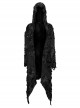 Punk Style Knitted Ripped Decadent Ribbon Cross Decoration Handsome Black Long Sleeves Loose Hooded Jacket