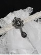 Gothic Style Sexy Lace Mesh Front Center Diamond Pendant Decoration White Women's Collar
