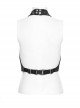 Punk Style Tattered Knitted Fabric Cross Straps Sexy Backless Design Gray Halter Sleeveless Tight Vest