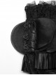Gothic Style Lace High Collar Luxury Reflective Satin Rose Dark Pattern Black Long Lantern Sleeves Top