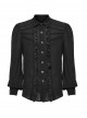 Gothic Style Elegant Lapel Exquisite Ruffle Placket Velvet Webbing Retro Frame Button Black Long Sleeves Shirt