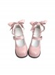 French Barbie Style Vintage Bowknot Shottie Weet Lolita Thick Bottom Chunky Heel Mary Jane Shoes