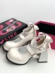 French Barbie Style Vintage Bowknot Shottie Weet Lolita Thick Bottom Chunky Heel Mary Jane Shoes