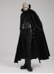 Gothic Style Ruffle Stand Collar Design Luxurious Velvet Stitching Plush Metal Rivet Decoration Black Cape