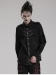 Punk Style Decadent Symmetrical Splicing Front Placket Cool Metal Skull Buckle Black Long Sleeves Shirt