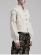 Punk Style Shoulder Drawstring Decoration Exquisite Dark Pattern Retro Bronze Button Beige Long Sleeves Shirt