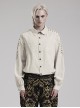 Punk Style Shoulder Drawstring Decoration Exquisite Dark Pattern Retro Bronze Button Beige Long Sleeves Shirt