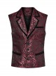 Gothic Style Elegant Lapel Jacquard Dark Pattern Velvet Vintage Gem Buttons Black Red Gentleman Vest