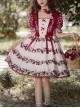 Midsummer Orchard Series Pastoral Style Ruffle Red Cherry Bunny Print Sweet Lolita Checkered Puff Sleeves Dress