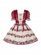 Midsummer Orchard Series Pastoral Style Ruffle Red Cherry Bunny Print Sweet Lolita Checkered Puff Sleeves Dress