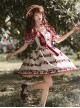 Midsummer Orchard Series Pastoral Style Ruffle Red Cherry Bunny Print Sweet Lolita Checkered Puff Sleeves Dress