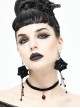 Gothic Style Exquisite Glass Pendant With Three-Dimensional Rose Black Ladies Sexy Long Earrings