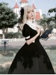 Black White French Square Collar High Waist Detachable Clock Fake Collar Classic Lolita Puff Sleeves Long Dress