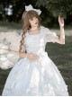 Fairy Summer White Mesh Yarn Flower Wedding Classic Lolita Puff Sleeves Bowknot Doll Collar Dress