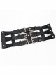 Punk Style Personality Adjustable Metal Three Breasted Buckle Splicing Composite PU Leather Black Daily Belt