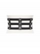 Punk Style Personality Adjustable Metal Three Breasted Buckle Splicing Composite PU Leather Black Daily Belt