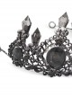 Gothic Style Gorgeous Crystal Diamond With Metal Spike Three Dimensional Pattern Black Crown Headdress