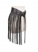 Punk Style Personalized Metal Buckle With Black Tassel PU Leather Adjustable Leather Belt