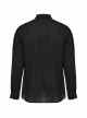 Gothic Style Lapel Exquisite Metal Frame Gemstone Button Woven Webbing Trim Black Male Long Sleeves Shirt