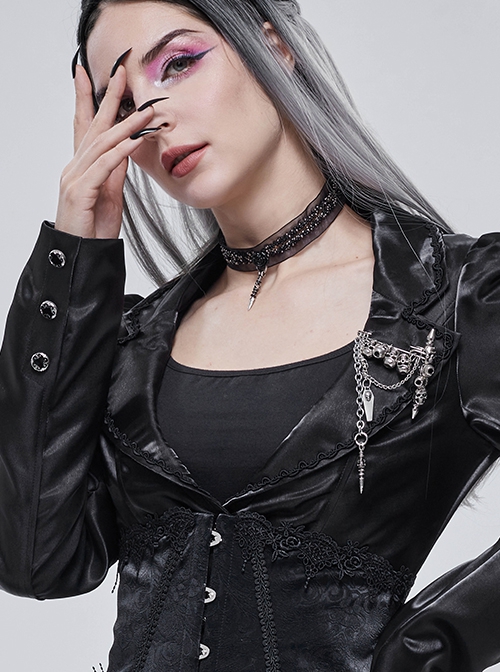 Punk Style Spike Pendant Metal Skull Chain White Brooch