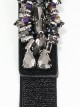 Gothic Style Hand-Sewn Gorgeous Colored Diamonds With Tassel Pendants Black Elastic Belt