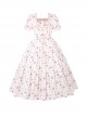 Jenny'S Dream Series Dreamlike Sweet Pink Square Collar Ruffle Small Florals Classic Lolita Puff Sleeve Loose Dress