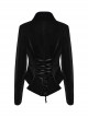 Gothic Style Elegant Large Lapel Gorgeous Lace Applique Vintage Velvet Black Slim Long Sleeves Tuxedo Coat