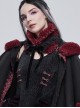 Gothic Style Soft Grain Plush With Detachable Lace Tie Red Velvet Scarf
