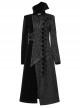 Gothic Style Asymmetrical Design Gorgeous Jacquard Dark Pattern Velvet Stitching Black Long Sleeves Coat