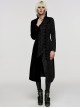 Gothic Style Asymmetrical Design Gorgeous Jacquard Dark Pattern Velvet Stitching Black Long Sleeves Coat