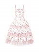 Jenny'S Dream Series Pastoral Style Dreamlike Sweet Pink Mesh Yarn Small Florals Classic Lolita Sundress