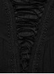 Gothic Style Sexy Deep V Neck Thin Velvet Drawstring Textured Cotton Vintage Black Long Sleeves Shirt