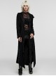 Punk Style Cool Decadent Knitted Ripped Irregular Hem Retro Metal Buckle Black Long Sleeves Hooded Jacket