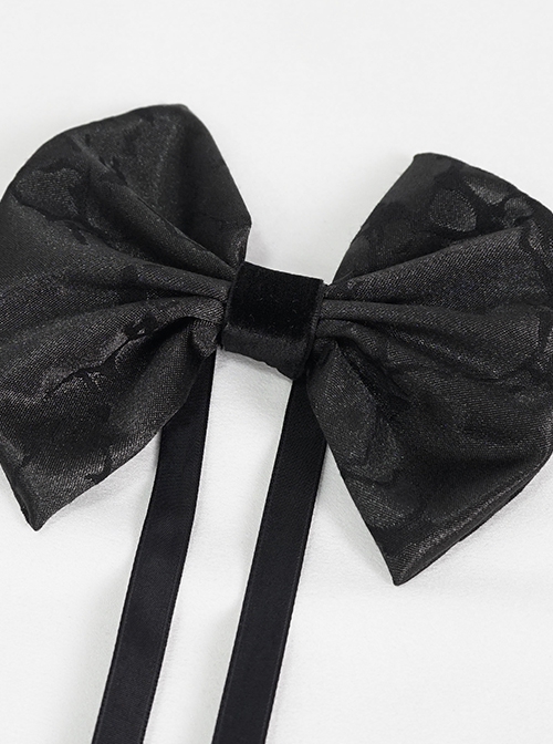 Gothic Style Handsome Flocking Crack Adjustable Black Bow Tie