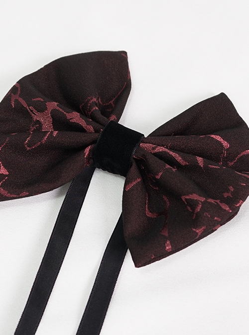 Gothic Style Handsome Flocking Crack Adjustable Red Bow Tie