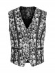 Gothic Style Mysterious Skull Pattern Jacquard Rubber Splicing Vintage Metal Buckle Black White Slim Vest