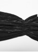 Gothic Style V Neck Ruffled Decoration Tie Dyed Jacquard Weave Black Long Lantern Sleeves Loose Shirt