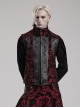 Gothic Style Stand Collar Gorgeous Jacquard Woven Splicing Rubber Metal Buckle Decoration Cool Black Red Vest