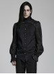 Gothic Style Elegant Ruffle Stand Collar Lace Pleated Woven Applique Vintage Black Long Sleeves Shirt