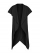 Punk Style High Collar Comfortable Stretch Knit Fabric Pointed Hem Handsome Black Loose Sleeveless Vest